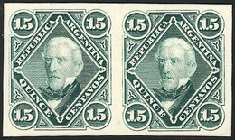 ARGENTINA: GJ.39, PROOF In Green, Pair Printed On Card, Excellet Quality, Extreme - Autres & Non Classés