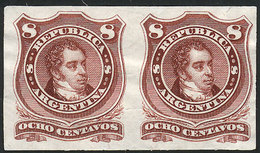 ARGENTINA: GJ.53, PROOF In Claret Color, Pair Printed On Thin Paper, Excellet Qua - Autres & Non Classés