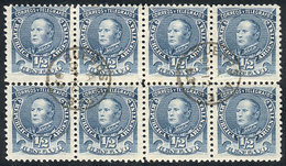 ARGENTINA: GJ.97A, ½c. Urquiza, Used Block Of 8 Stamps, Excellent Quality! - Autres & Non Classés