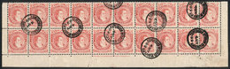 ARGENTINA: GJ.105, 5c. Rivadavia, Large Used Block Of 20 Stamps (lower Part Of Th - Autres & Non Classés