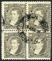 ARGENTINA: GJ.112, 40c. Moreno, Block Of 4 Cancelled CERTIFICADO - ROSARIO, VF An - Autres & Non Classés