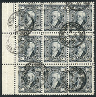 ARGENTINA: GJ.114, 60c. Posadas, Used Block Of 9 Stamps, Excellent Quality! - Autres & Non Classés