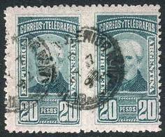 ARGENTINA: GJ.118, 1889/91 20P. Brown, Used Horizontal Pair Appears IMPERFORATE B - Autres & Non Classés