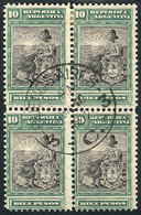 ARGENTINA: GJ.237, 10P. Liberty, Fantastic BLOCK OF 4 Postally Used, Very Fresh A - Autres & Non Classés