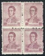 ARGENTINA: GJ.457, ½c. San Martín Unwatermarked Printed On Dutch Paper, Block Of - Autres & Non Classés