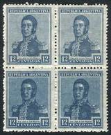 ARGENTINA: GJ.555, Spectacular Block Of 4, Bottom Stamps With DOUBLE IMPRESSION V - Autres & Non Classés