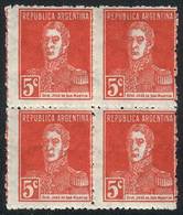 ARGENTINA: GJ.599d, Block Of 4 One Stamp WITH PERIOD, Excellent Quality. Catalog - Autres & Non Classés