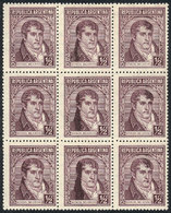 ARGENTINA: GJ.736, 1935 ½c. Belgrano, Block Of 9 Examples, All With Interesting S - Autres & Non Classés