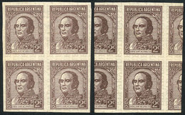 ARGENTINA: GJ.738, 1935 2c. Urquiza, PROOF In The Issued Color, Imperforate Block - Autres & Non Classés