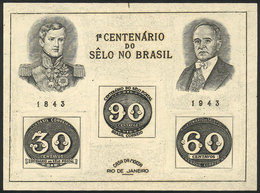 BRAZIL: RHM.B-8, 1943 Stamp Centenary, MNH (issued Without Gum), Excellent Qualit - Blocs-feuillets