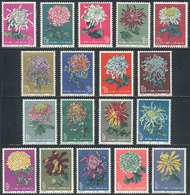 CHINA PEOPLE'S REPUBLIC: Sc.542/559, 1960/1 Chrysanthemums, Complete Set Of 18 Va - Neufs