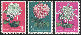 CHINA PEOPLE'S REPUBLIC: Sc.557/559, Chrysanthemums, The 3 High Values Of The Set - Neufs