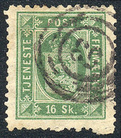 DENMARK: Sc.O5, 1871 16s. Green, Perforation 12¾, Very Fine Quality, Catalog Valu - Service