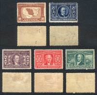 UNITED STATES: Sc.323/7, 1904 Louisiana Purchase, Compl. Set Of 5 Values With Hin - Autres & Non Classés