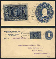 UNITED STATES: 5c. Stationery Envelope + Sc.326 (total 10c.), Sent From New York - Marcophilie