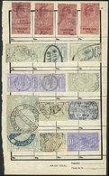 GREAT BRITAIN: 135 Old Revenue Stamps On Several Pages, Including Many High And R - Fiscaux