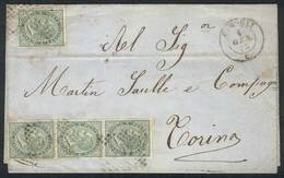 ITALY: Folded Cover Franked By Sc.26 (Sa.16) X4 (strip Of 3 + Single), Sent From - Non Classés