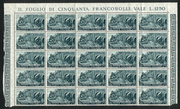 ITALY: Sc.709, 1956 Simplon Tunnel, Train And Carriage, Block Of 25 Stamps, Top P - Non Classés