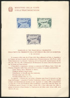 ITALY: Advertising Brochure Of The Post With The Printed Set Of 3 Values For The - Autres & Non Classés