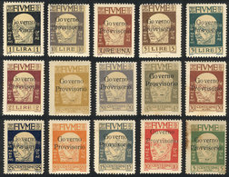 ITALY - FIUME: Sc.134/148, 1921 Provisional Government, Cmpl. Set Of 15 Overprint - Fiume