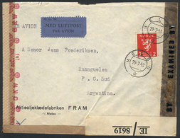 NORWAY: Airmail Cover Sent From Melbu To Argentina On 29/JUL/1943 Franked With 2K - Other & Unclassified