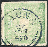 PERU: Sc.14, With Dark Blue Datestamp Of TACNA For 27/JUN/1870, Excellent Quality - Peru