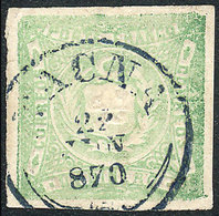 PERU: Sc.14, With Dark Blue Datestamp Of TACNA For 27/JUN/1870, Excellent Quality - Pérou