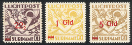 SURINAME: Yvert 12/14, 1945 Cmpl. Set Of 3 Overprinted Values, VF Quality! - Surinam