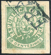 URUGUAY: Sc.21, 1864 Escudito 8c. Green, Beautiful Example Of Wide Margins (with - Uruguay
