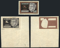 URUGUAY: Sc.715, 1965 Kennedy, PROOF Printed On Paper On Front (black) And Back ( - Uruguay