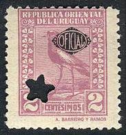 URUGUAY: 1928, Southern Lapwing 2c. Lilac, MINT ORIGINAL GUM And Punched (star), - Uruguay
