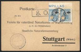 URUGUAY: Card Sent To Germany On 7/AP/1926, Franked By Pair Sc.O133, With Crease - Uruguay