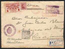 URUGUAY: Registered Air Mail Cover Of Ministry Of Foreign Affairs Sent To Brazil - Uruguay