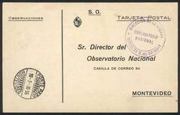 URUGUAY: Card Of The National Meteorological Service Sent Stampless To Montevide - Uruguay