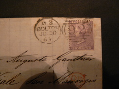 30 -6-1863 VERY NICE LETTER  WITH VERY NICE POSTAGESTAMP  6 P. VIOLETT OF 1862...BELLA LETTERA + BEL BOLLO - Briefe U. Dokumente