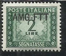 TRIESTE A 1949 1954 AMG-FTT SOPRASTAMPATO D'ITALIA ITALY OVERPRINTED SEGNATASSE POSTAGE DUE TAXES TASSE LIRE 2 MNH - Taxe