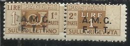 TRIESTE A 1947 1948 AMG-FTT SOPRASTAMPATO D'ITALIA ITALY OVERPRINTED PACCHI POSTALI  LIRE 1 MNH - Postal And Consigned Parcels