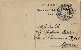 FRANCHIGIA POSTA MILITARE 1a DIVISIONE 1916 CORTINA D'AMPEZZO X ROMA - Militaire Post (PM)