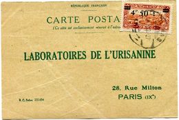 SYRIE CARTE POSTALE BON POUR FLACON ECHANTILLON D'URISANINE DEPART DAMAS 27-10-27  POUR LA FRANCE - Brieven En Documenten