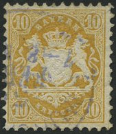 BAYERN 29Xb O, 1873, 10 Kr. Dunkelgelb, Wz. Enge Rauten, Bugspur Sonst Pracht, Gepr. Stegmüller, Mi. 500.- - Other & Unclassified