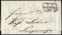 HAMBURG - THURN UND TAXISCHES O.P.A. 1837, T.T. HAMBURG, R3 Auf Forwarded-Letter Von Leeds Nach Langensalza, Rückseitige - Otros & Sin Clasificación