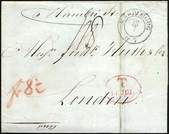 HAMBURG - GRENZÜBERGANGSSTEMPEL 1843, T 14 JUL, In Rot Auf Brief Von MAGDEBURG Nach London, Handschriftlich Via Hamburg  - Precursores