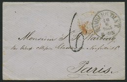 HAMBURG - GRENZÜBERGANGSSTEMPEL 1855, 6, L1 Und K1 HAMBURG TH. & T. Auf Kleinem Brief Nach Paris, Roter Tour-Stempel, Pr - Prefilatelia