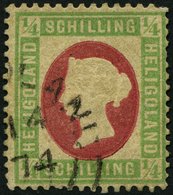 HELGOLAND 8F O, 1873, Fehldruck: 1/4 S. Grün/karmin, Rundstempel (25% Aufschlag!), Diverse Kleine Beanstandungen Sonst F - Héligoland