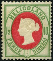 HELGOLAND 14d *, 1889, 10 Pf. Hellgrün/rot, Falzreste, Feinst, Mi. 180.- - Heligoland