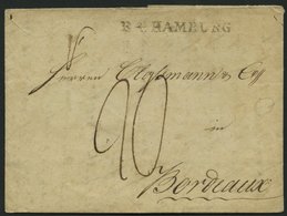 PREUSSEN Feldpost: 1815, Schwarzer Zensurstempel: KÖNIGL. PREUSS. ARMEE POLIZEI, Rückseitig Auf Brief Von Hamburg (L1) N - Prephilately