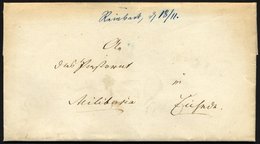 SCHLESWIG-HOLSTEIN REINBECK Mit Datum Handschriftlich Auf Militaria-Brief (1870) Nach Eichede, Pracht - Schleswig-Holstein