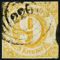 THURN Und TAXIS 23I O, 1859, 9 Kr. Orangegelb, Type I, Nummernstempel 220, Allseits Breitrandig, Pracht - Sonstige & Ohne Zuordnung