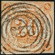 THURN Und TAXIS 25 O, 1859, 30 Kr. Orange, Nummernstempel 220, Oben Rechts Minimal Tangiert Sonst Allseits Vollrandig, P - Sonstige & Ohne Zuordnung