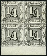 THURN Und TAXIS 35 VB **, 1865, 1/4 Gr. Schwarz Im Postfrischen Viererblock Mit Unterrand, Pracht - Altri & Non Classificati
